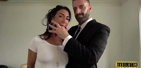  Handcuffed UK MILF edged while cockriding dom